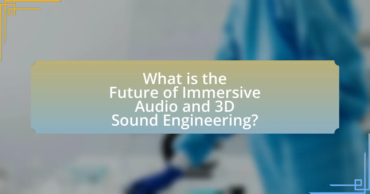 What is the Future of Immersive Audio and 3D Sound Engineering?