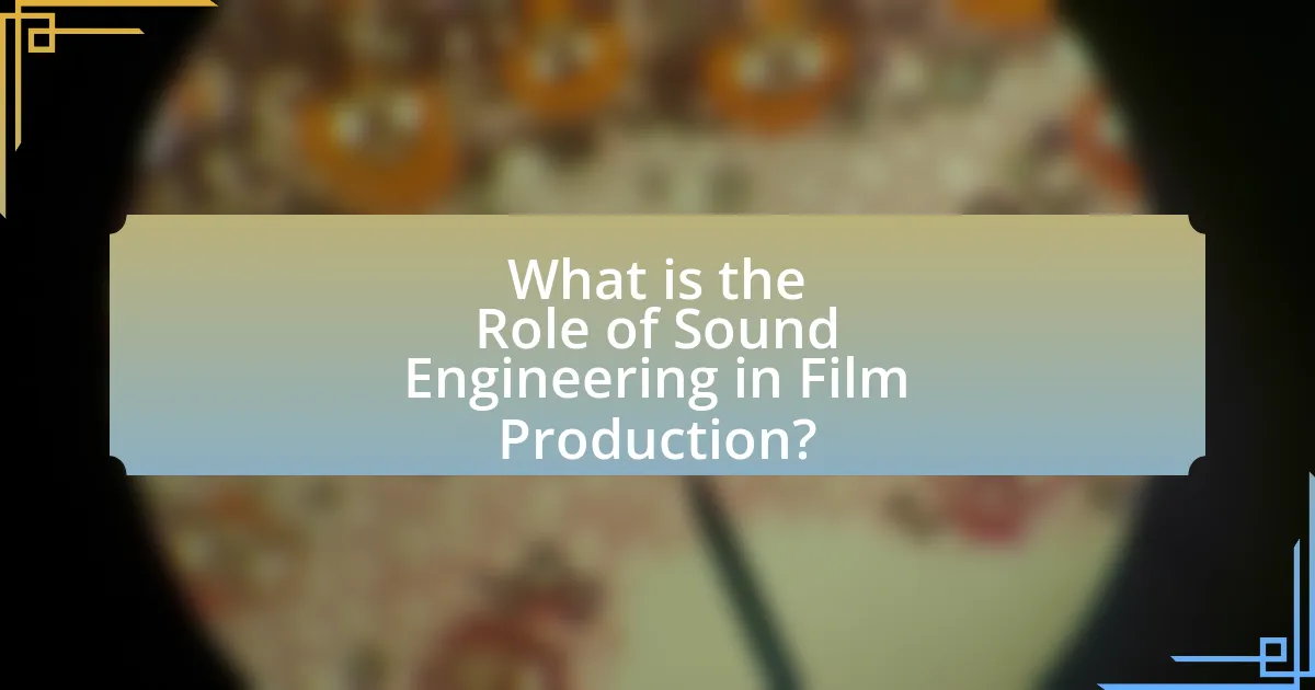 What is the Role of Sound Engineering in Film Production?
